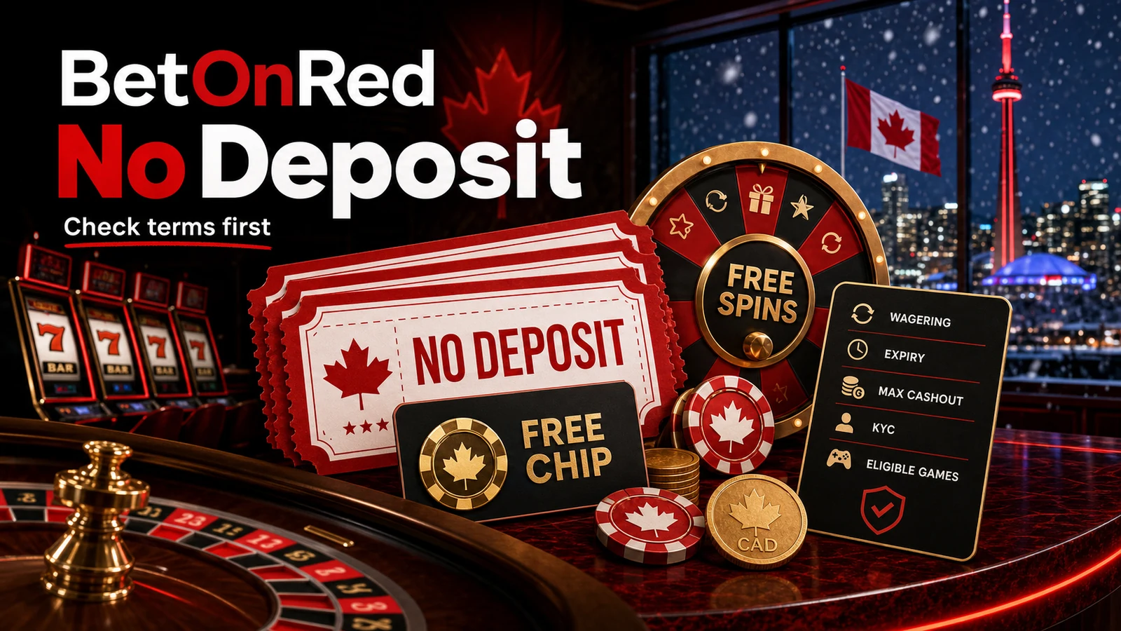 BetOnRed Casino No Deposit Bonus Canada: My Terms-First Check content banner